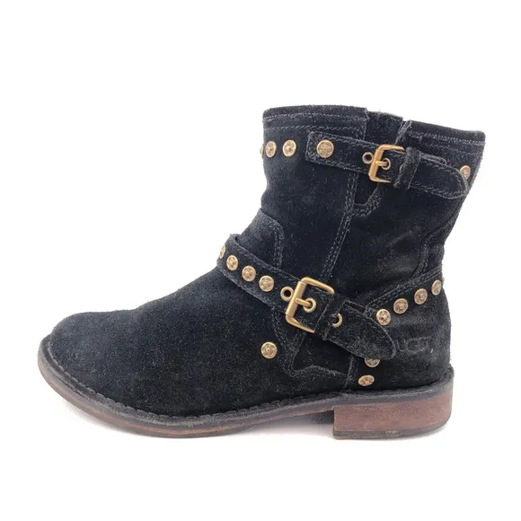 UGG Fabrizia Studs Suede Moto Ankle Boots 6.5
