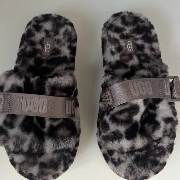 Ugg Fluffita Panther Print Slippers Shoes New 6 1122556