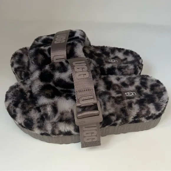 Ugg Fluffita Panther Print Slippers Shoes New 6 1122556