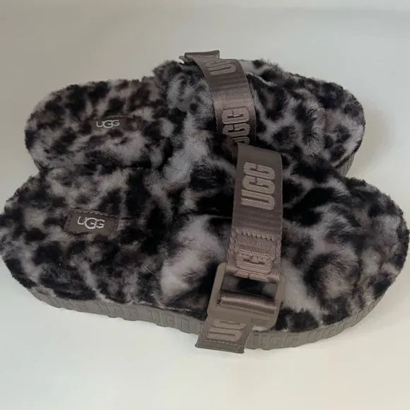 Ugg Fluffita Panther Print Slippers Shoes New 6 1122556