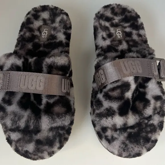 Ugg Fluffita Panther Print Slippers Shoes New 6 1122556