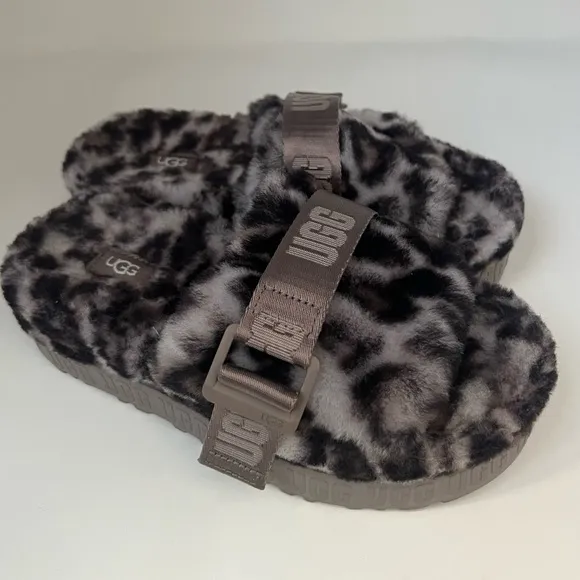 Ugg Fluffita Panther Print Slippers Shoes New 6 1122556