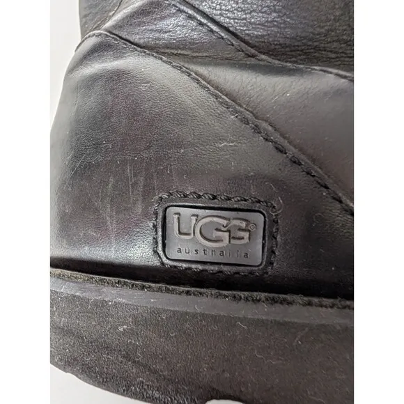 Ugg Gallatin Boots Mens Size 11.5 Black Motorcycle Biker Moto Buckle Straps