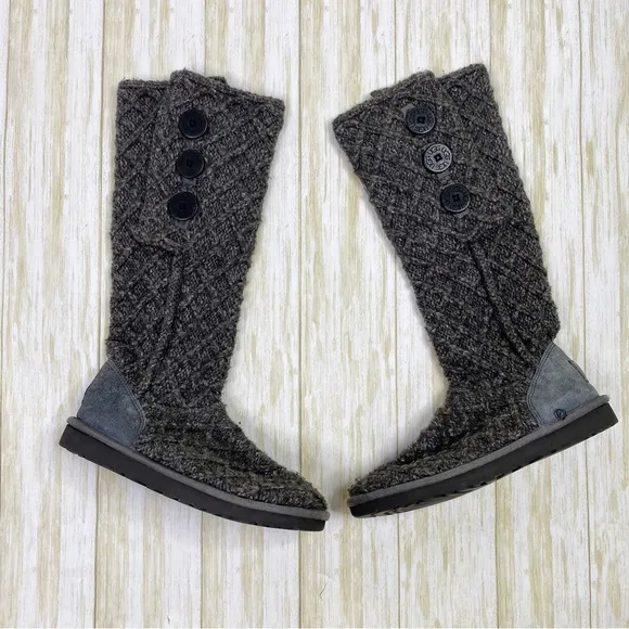 UGG Gray Classic Cardy Sweater Boots Booties