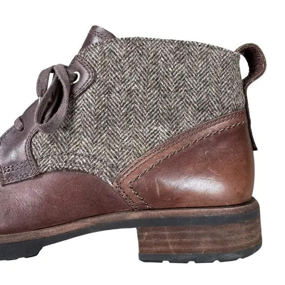 UGG Men's Size 10 M Ankle Boots Brompton Tweed Grizzly Boots Brown Leather