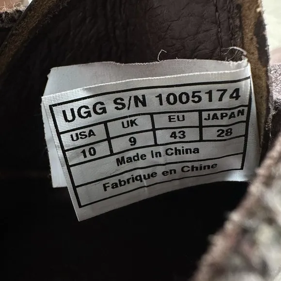 UGG Men's Size 10 M Ankle Boots Brompton Tweed Grizzly Boots Brown Leather