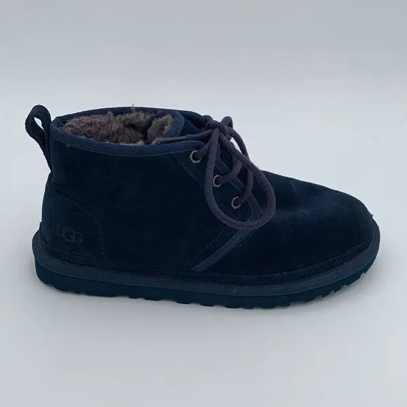UGG Neumel dark blue suede leather shearling wool lined lace up men’s 7