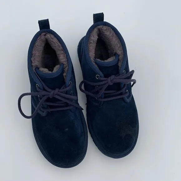 UGG Neumel dark blue suede leather shearling wool lined lace up men’s 7