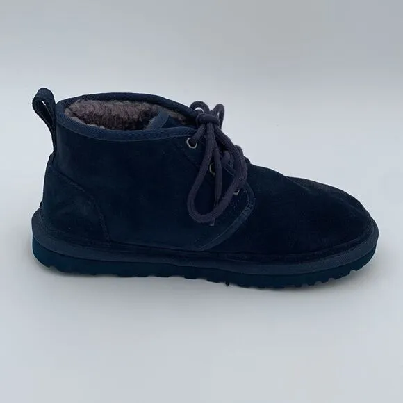 UGG Neumel dark blue suede leather shearling wool lined lace up men’s 7