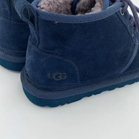 UGG Neumel dark blue suede leather shearling wool lined lace up men’s 7