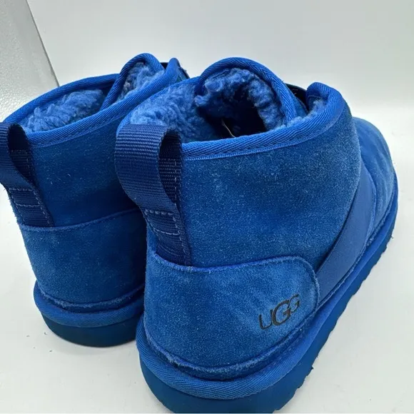 UGG Neumel Graphic Sheepskin Chukka Boots Blue Suede 119392 Mens Size 12