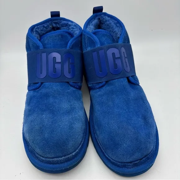 UGG Neumel Graphic Sheepskin Chukka Boots Blue Suede 119392 Mens Size 12