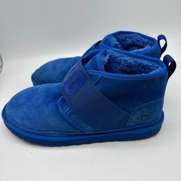 UGG Neumel Graphic Sheepskin Chukka Boots Blue Suede 119392 Mens Size 12