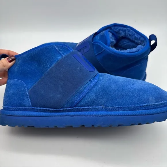 UGG Neumel Graphic Sheepskin Chukka Boots Blue Suede 119392 Mens Size 12