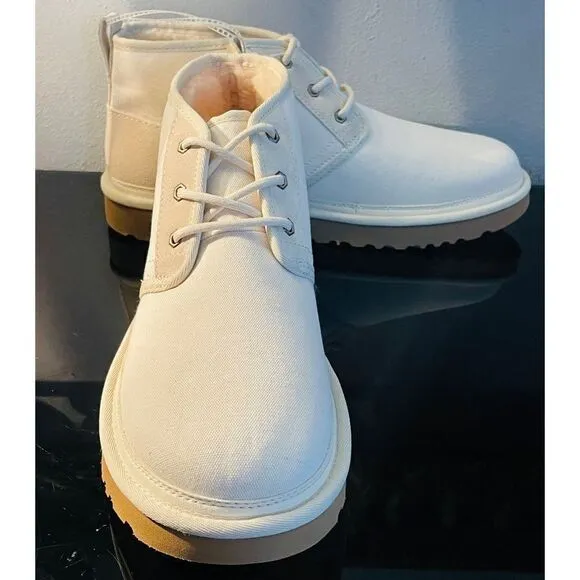 UGG Neumel Natural Canvas Ankle Boots Off White Men’s Sz 12 (1117613) NWOB