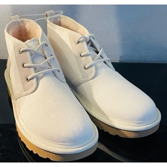 UGG Neumel Natural Canvas Ankle Boots Off White Men’s Sz 12 (1117613) NWOB