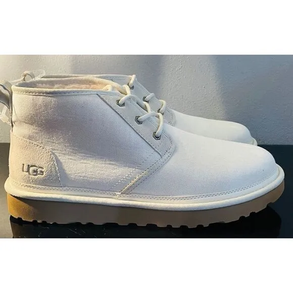 UGG Neumel Natural Canvas Ankle Boots Off White Men’s Sz 12 (1117613) NWOB