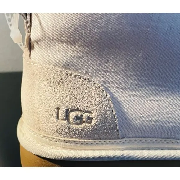 UGG Neumel Natural Canvas Ankle Boots Off White Men’s Sz 12 (1117613) NWOB