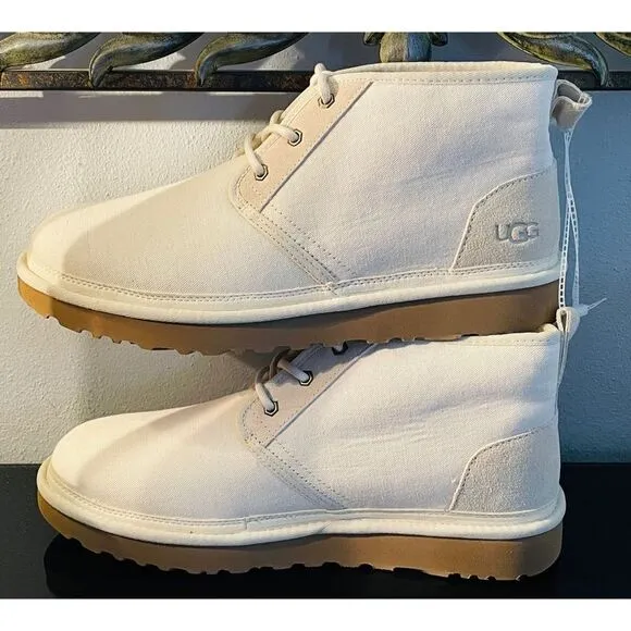 UGG Neumel Natural Canvas Ankle Boots Off White Men’s Sz 12 (1117613) NWOB