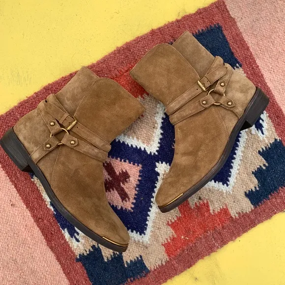 UGG New suede booties NWT 7.5 buckle ankle boot kelby brown zip