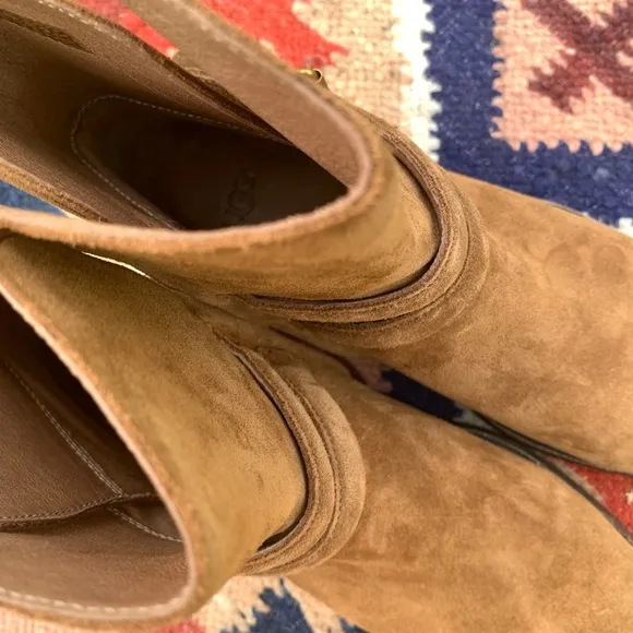 UGG New suede booties NWT 7.5 buckle ankle boot kelby brown zip