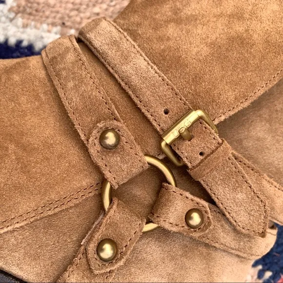 UGG New suede booties NWT 7.5 buckle ankle boot kelby brown zip