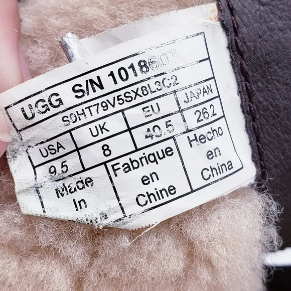 UGG Niels II Brown Leather Shearling Belt Buckle Moto Snow Boots Women’s 9.5