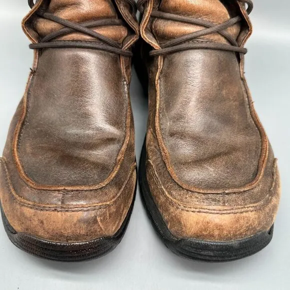 UGG Sahale Men's 10 Brown Leather Vibram Sherpa Combat Boot Lace Waterproof Rare