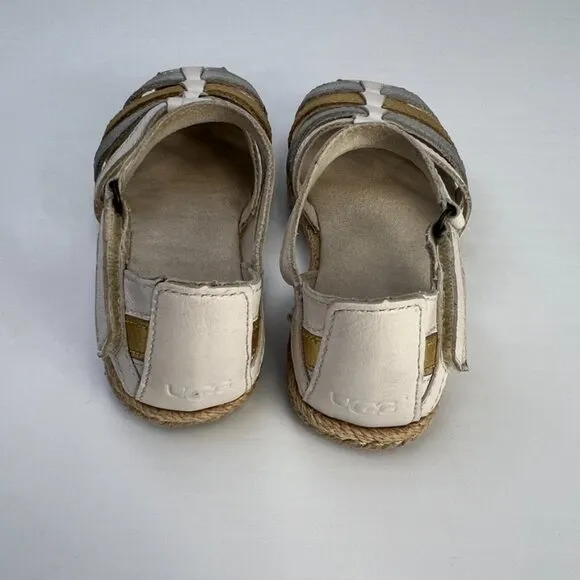 Ugg Shoe Girl 8 Toddler Josiah Espadrille Ankle Strap Gold Silver Metallic Core
