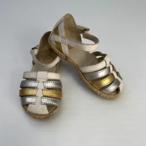 Ugg Shoe Girl 8 Toddler Josiah Espadrille Ankle Strap Gold Silver Metallic Core