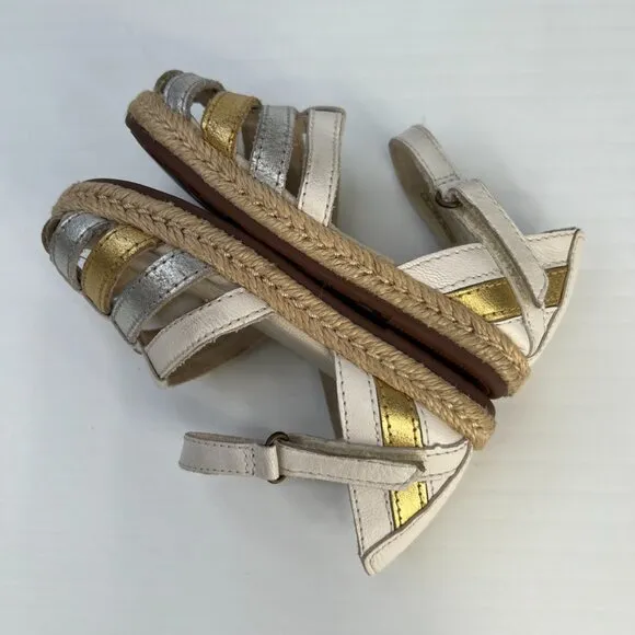 Ugg Shoe Girl 8 Toddler Josiah Espadrille Ankle Strap Gold Silver Metallic Core