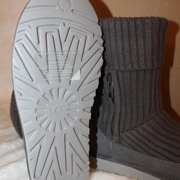 UGG SWEATER KNIT SHORT BOOTS GRAY 6-11‎