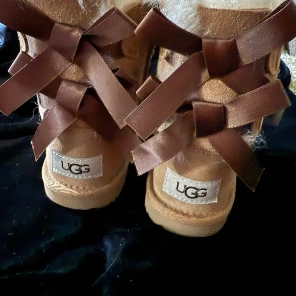 UGG Tan and Brown Boots with Satin Bows