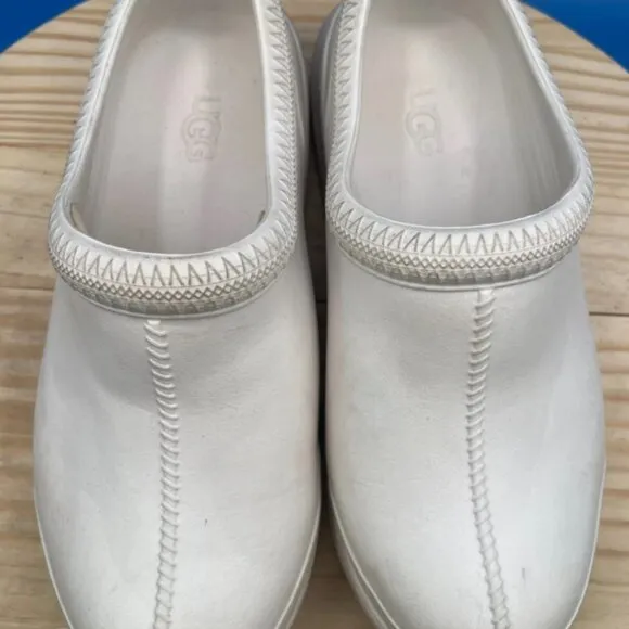 UGG Tasman Clog Shoes Women's Sz 10 White Rubber Waterproof Slip On Beach Summer