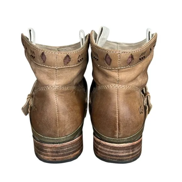 UGG Women’s Austin Fawn Brown Leather Western Ankle Boot Size US 7