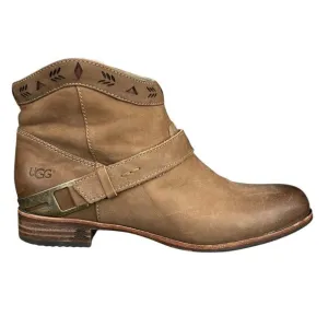 UGG Women’s Austin Fawn Brown Leather Western Ankle Boot Size US 7
