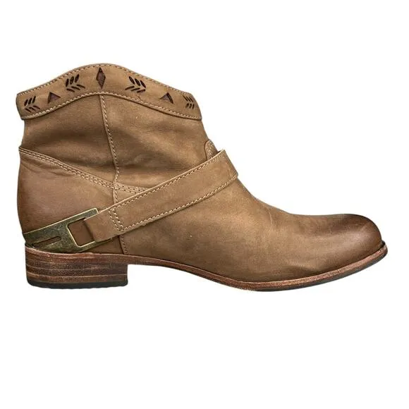 UGG Women’s Austin Fawn Brown Leather Western Ankle Boot Size US 7