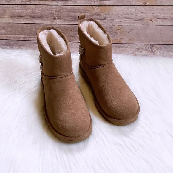 UGG Women’s Classic Mini Chains Chestnut Suede Boots