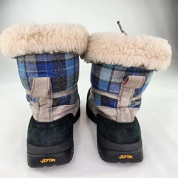 UGG Butte Tartan Blue Plaid Boots US 8 Men's Sheepskin Lined Vibram WTPF Boot