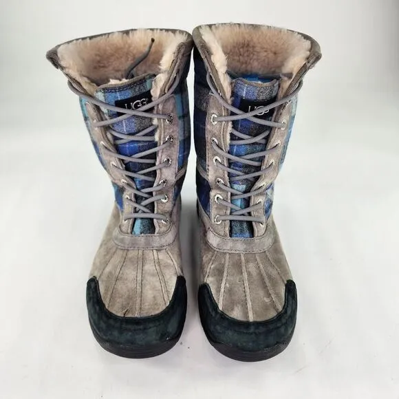 UGG Butte Tartan Blue Plaid Boots US 8 Men's Sheepskin Lined Vibram WTPF Boot