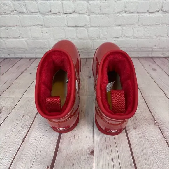 Ugg Classic Samba Red Mini Clear Waterproof Boots Women’s Size 6 (S/N 1112386K)
