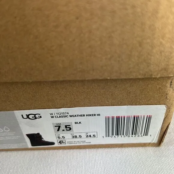UGG Classic Weather Hiker Hi Black Boots size 7.5