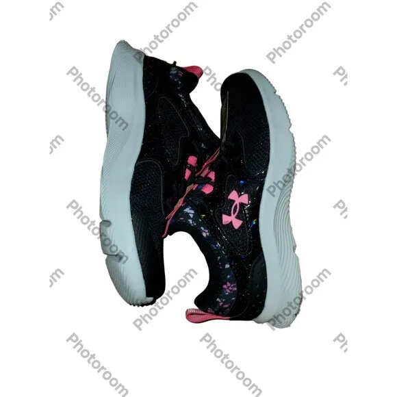 Under Armour Girls' UA Infinity 2.0 AL Printed Running Shoes Black/Black/Pink