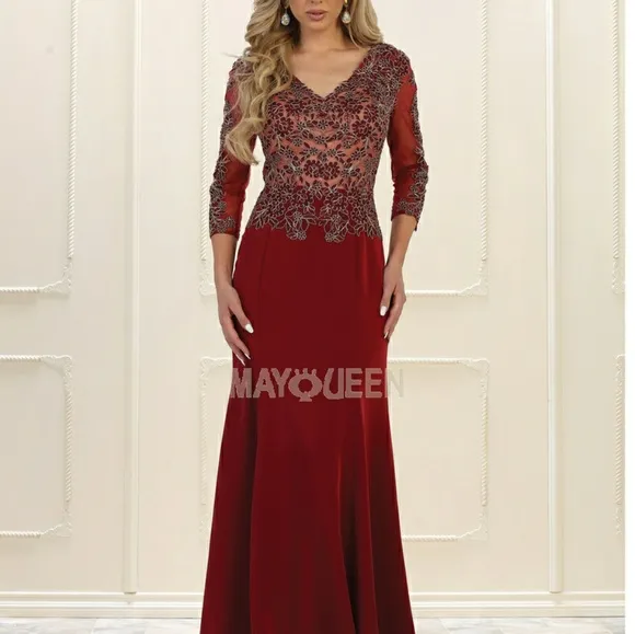 V neck lace bodice with sleeves, plus size available,black,gold,navy,rose