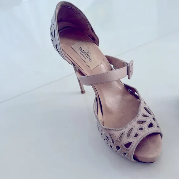 Valentino Women's Beige Peep-Toe Heels