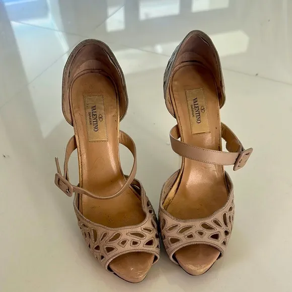 Valentino Women's Beige Peep-Toe Heels