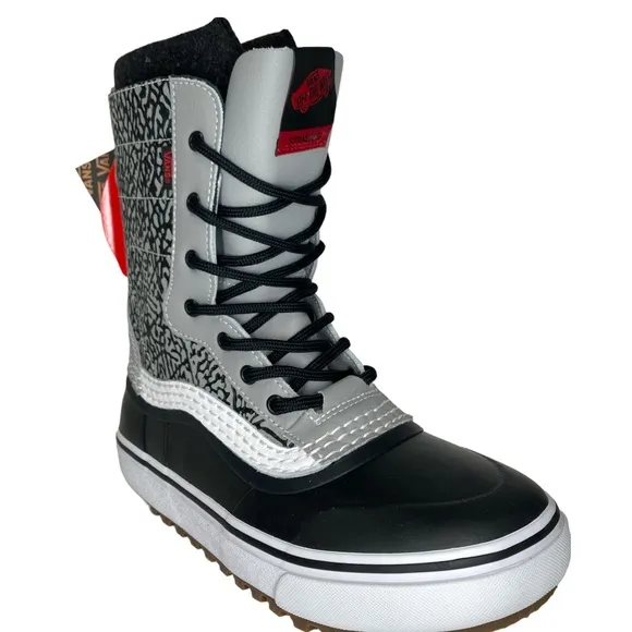 VANS Standard Snow MTE Gray Black Leather Winter Snow Boots Men's 7.5 Women's 9