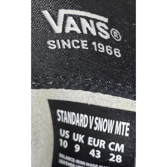 VANS STANDARD V SNOW MTE ALL WEATHER BOOTS New Mens 10 FAST SHIP