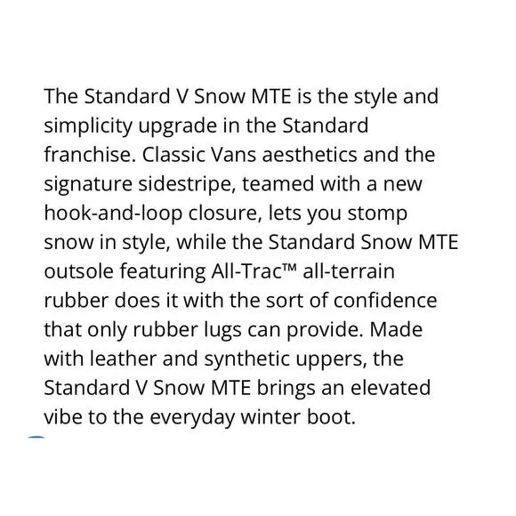 VANS STANDARD V SNOW MTE ALL WEATHER BOOTS New Mens 10 FAST SHIP