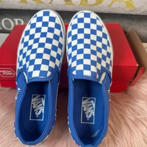 Vans Wmn’s Blue Checkered Slip-On Shoes